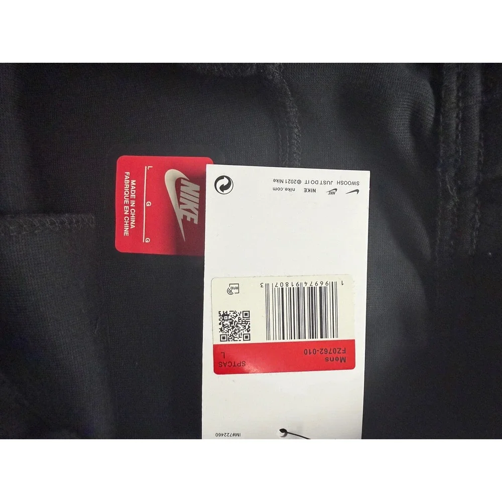 Nike Tech Fleece Joggers Mens Large Black White Stripe Tapered Sweatpants NEW